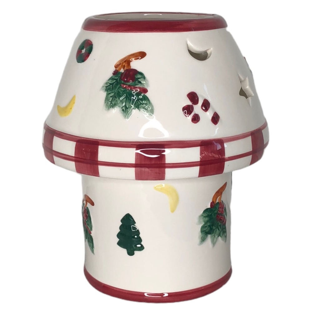 Ceramic Christmas Candle Lamp Shade & Base Holder for Large Jar Candles